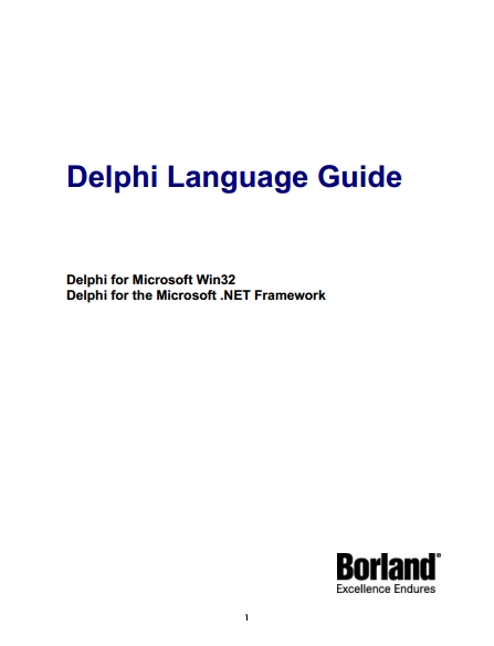 Книга на английском - Delphi Language Guide: Delphi for Microsoft Win32; Delphi for the Microsoft .NET Framework - обложка книги скачать бесплатно