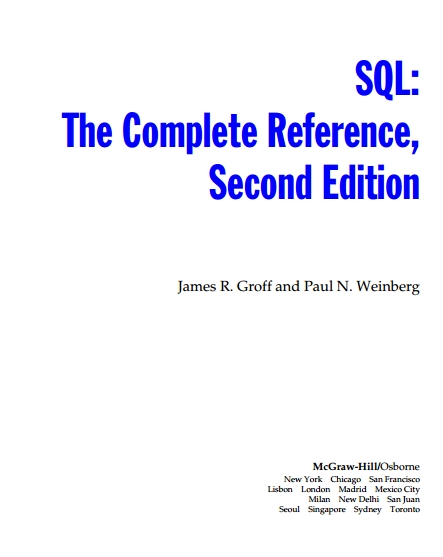 Книга на английском - SQL: The Complete Reference (Second Edition) - обложка книги скачать бесплатно