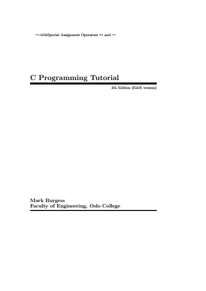 Книга на английском - C Programming Tutorial (4th Edition, K&R Version) - обложка книги скачать бесплатно