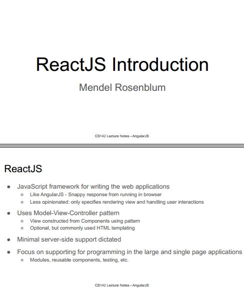 Книга на английском - Web Applications Development, Stanford Lectures: ReactJS Introduction - обложка книги скачать бесплатно