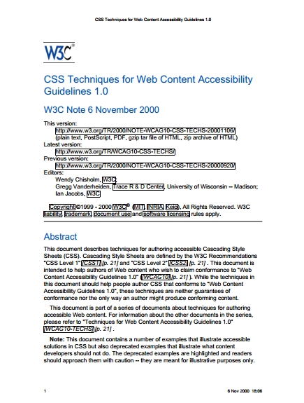 Книга на английском - CSS Techniques for Web Content Accessibility (Guidelines 1.0) - обложка книги скачать бесплатно