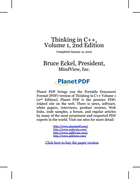 Книга на английском - Thinking in C++ (Volume 1, 2nd Edition) - обложка книги скачать бесплатно