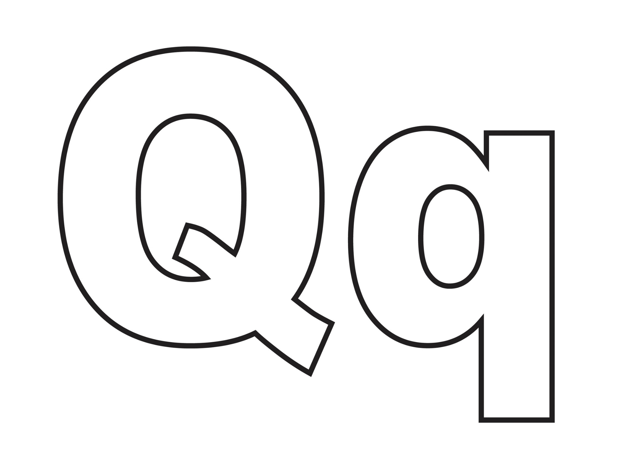 карточка для дошкольников - буква q для раскрашивания