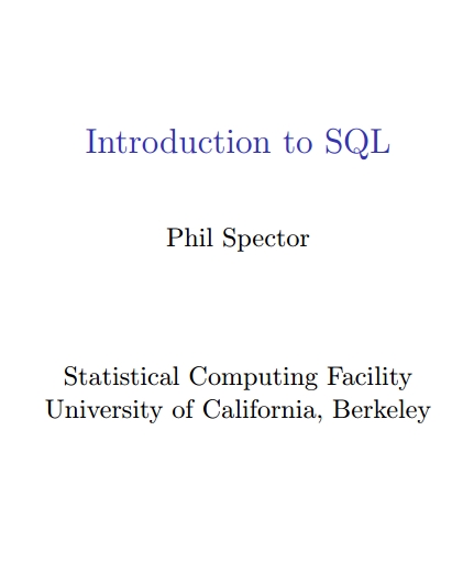 Книга на английском - Introduction to SQL (Statistical Computing Facility) - обложка книги скачать бесплатно