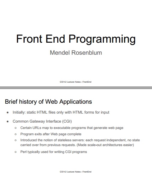 Книга на английском - Web Applications Development, Stanford Lectures: Front End Programming - обложка книги скачать бесплатно